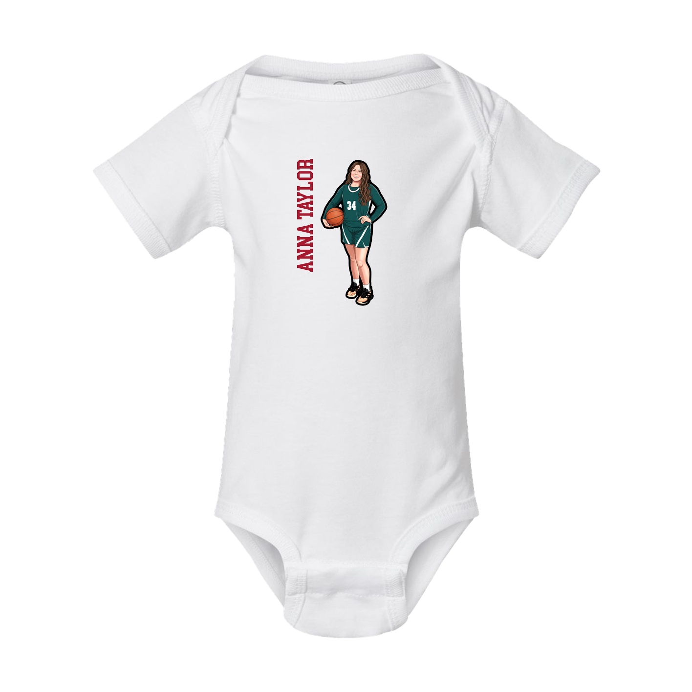 Baby Onesie — Name Vertical in White