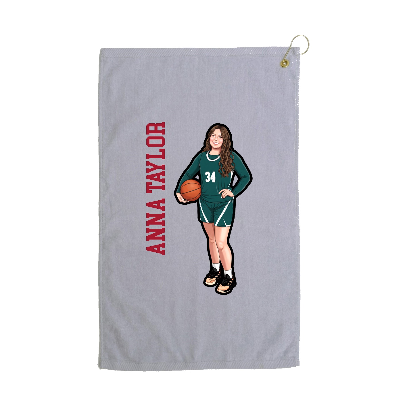 Golf Towel — Name Vertical in Grey