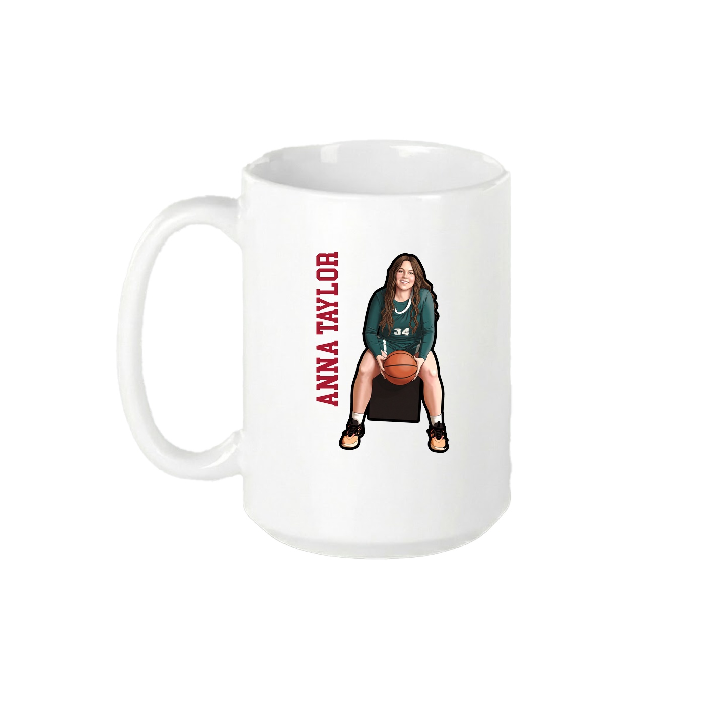 15oz Coffee Mug — Name Vertical in White