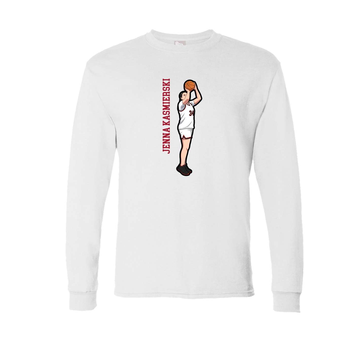 Long Sleeve Tee — Name Vertical in White