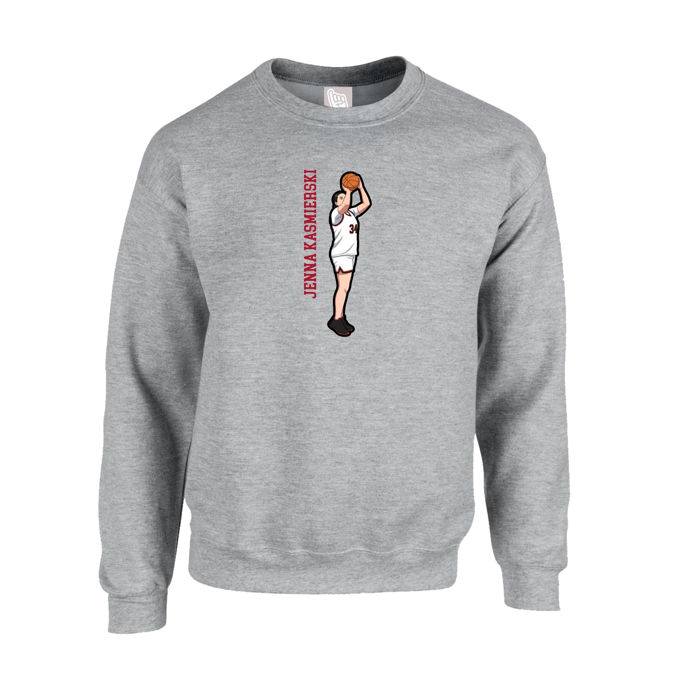 Fleece Crew — Name Vertical in Grey