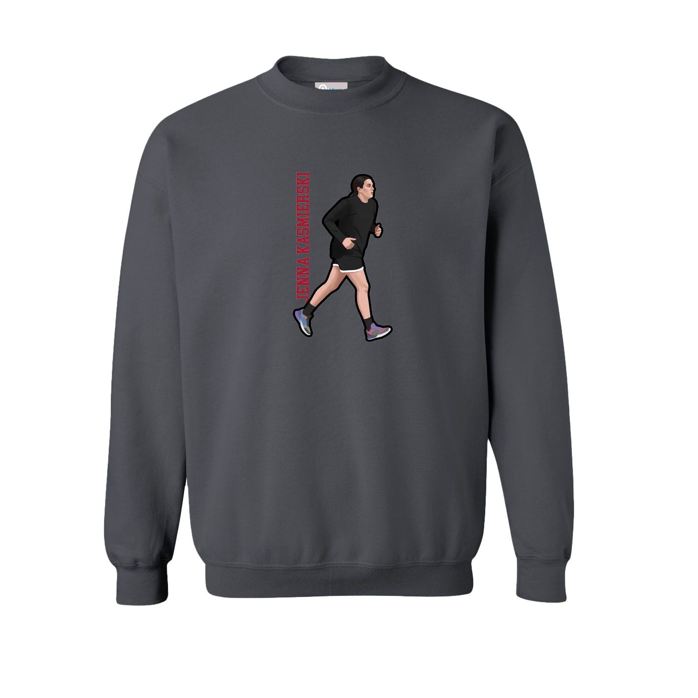 Fleece Crew — Name Vertical in Grey