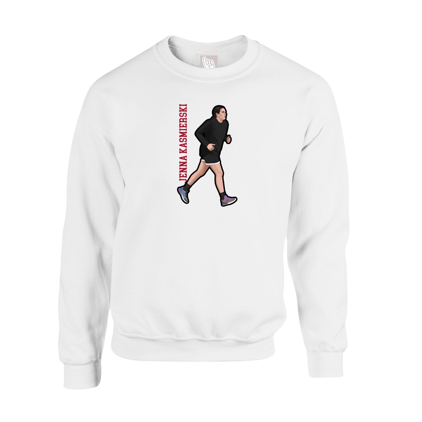 Fleece Crew — Name Vertical in White