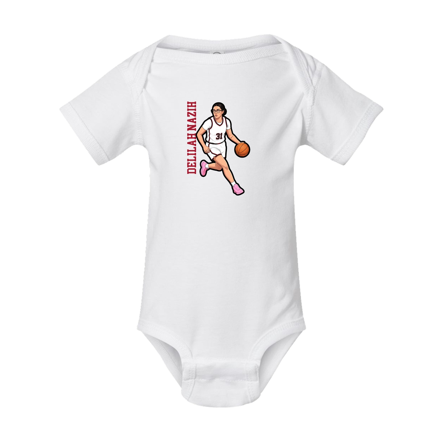 Baby Onesie — Name Vertical in White
