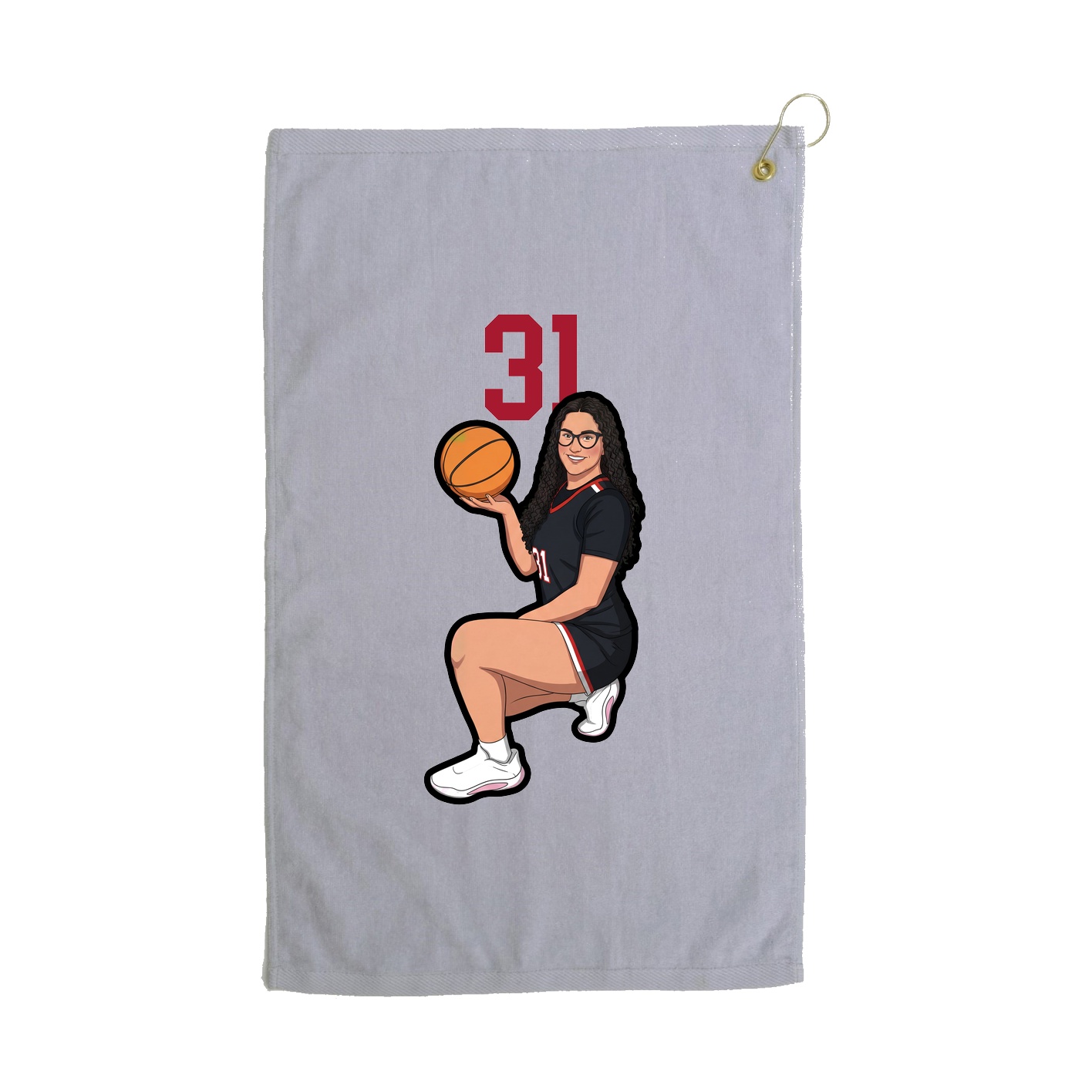 Golf Towel — Number Top in Grey