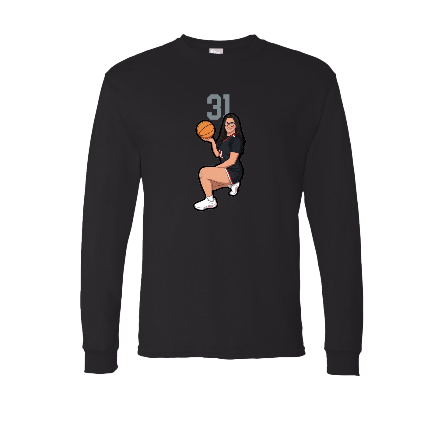 Long Sleeve Tee — Number Top in Black