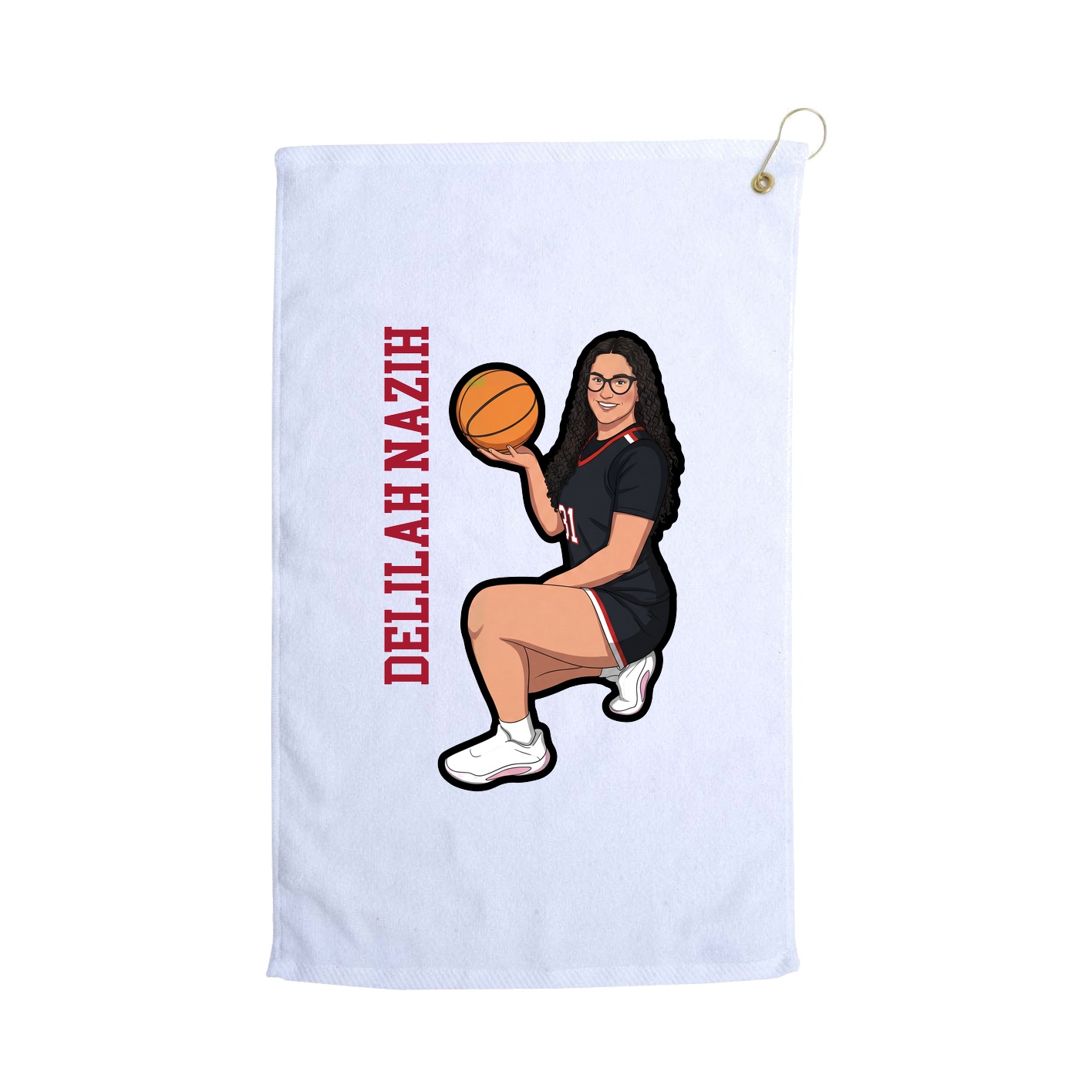 Golf Towel — Name Vertical in White