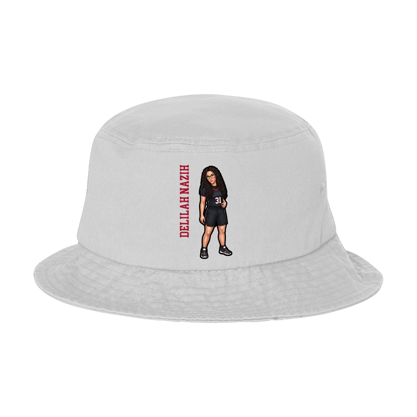Bucket Cap — Name Vertical in White