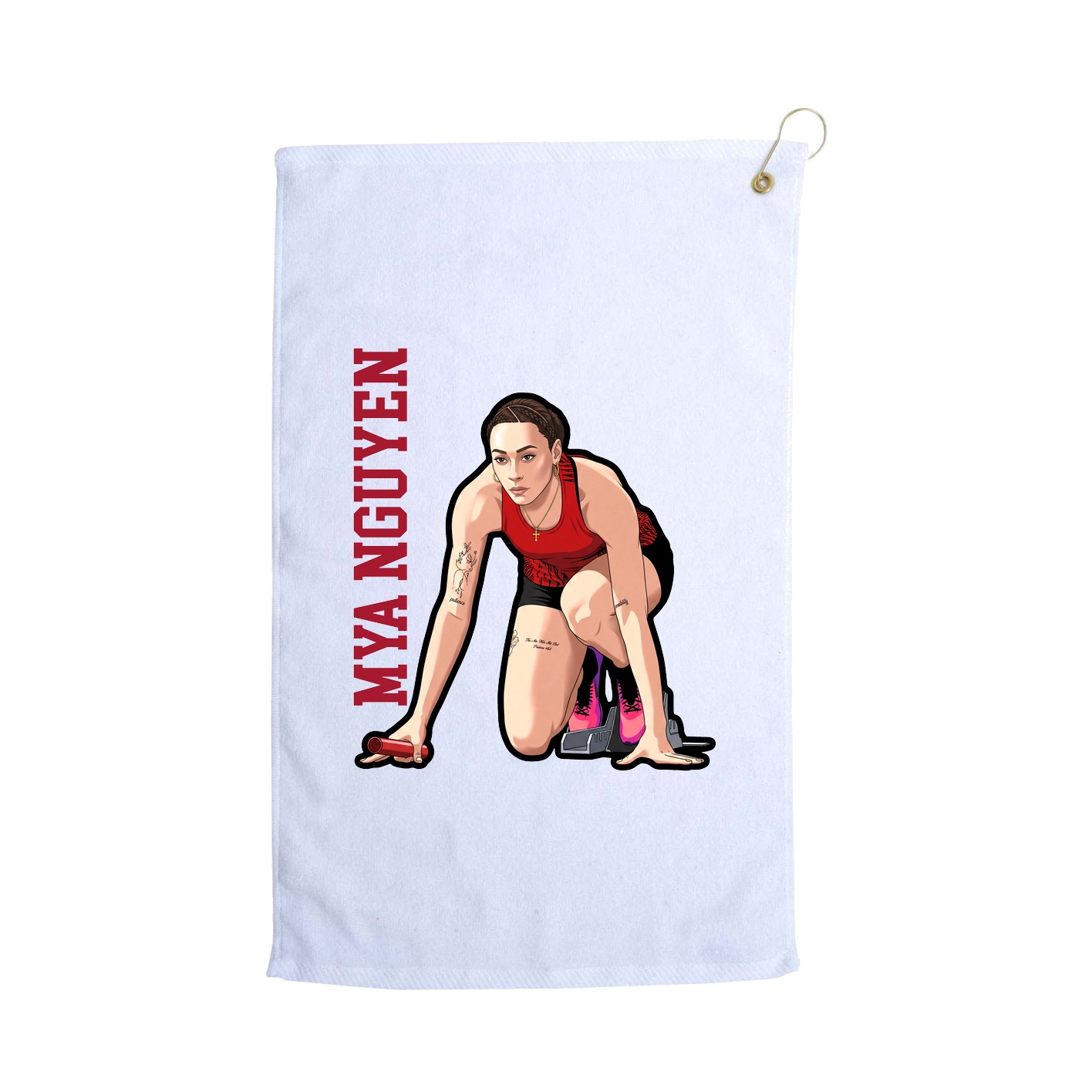 Golf Towel — Name Vertical in White