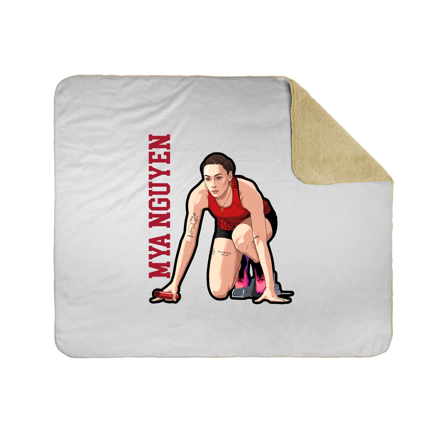 Throw Blanket — Name Vertical in White
