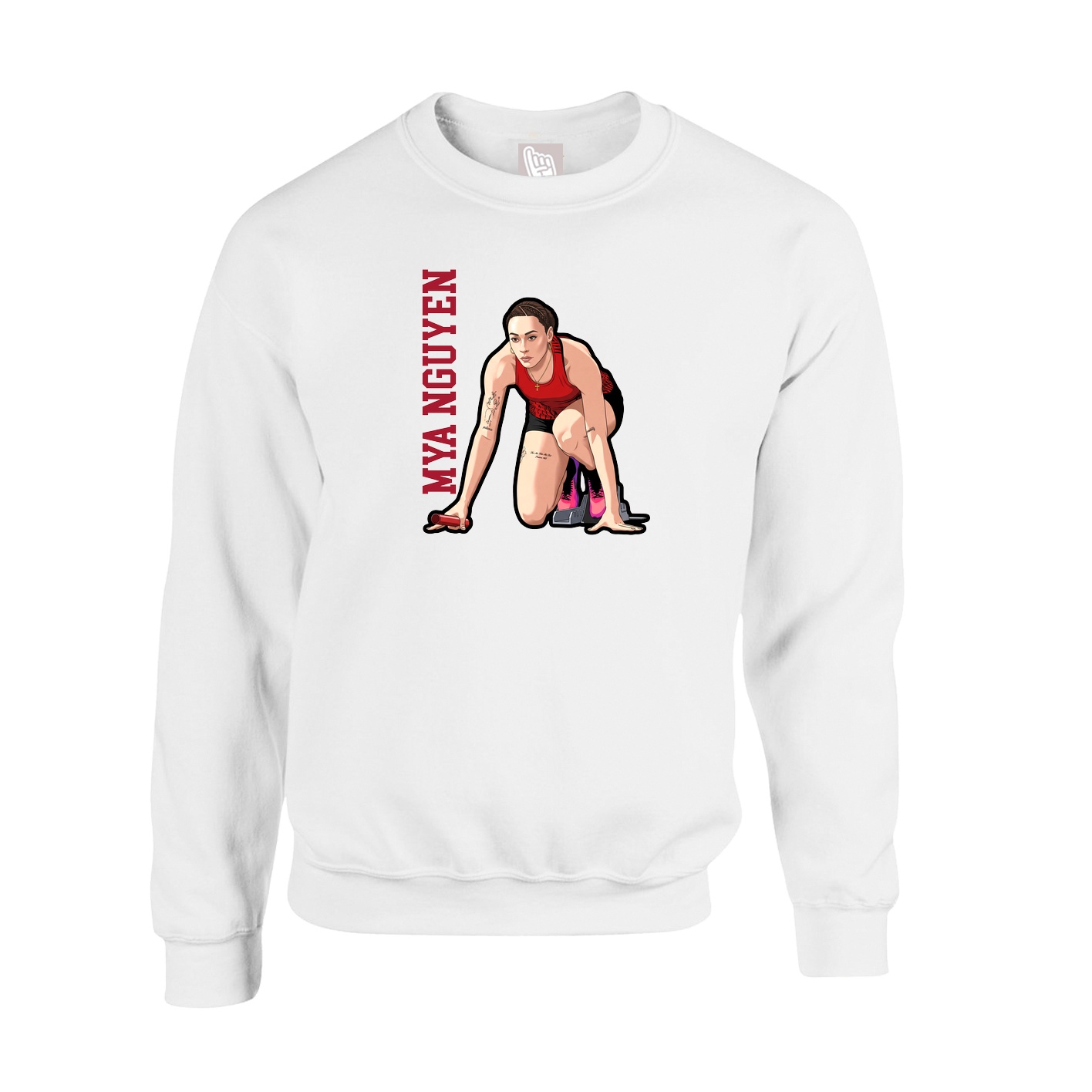 Fleece Crew — Name Vertical in White