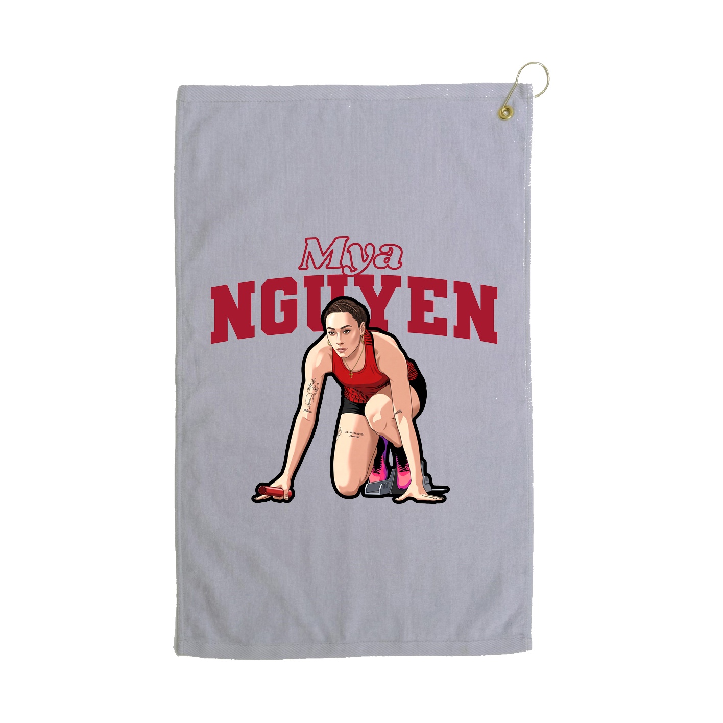 Golf Towel — Name Arch in Grey