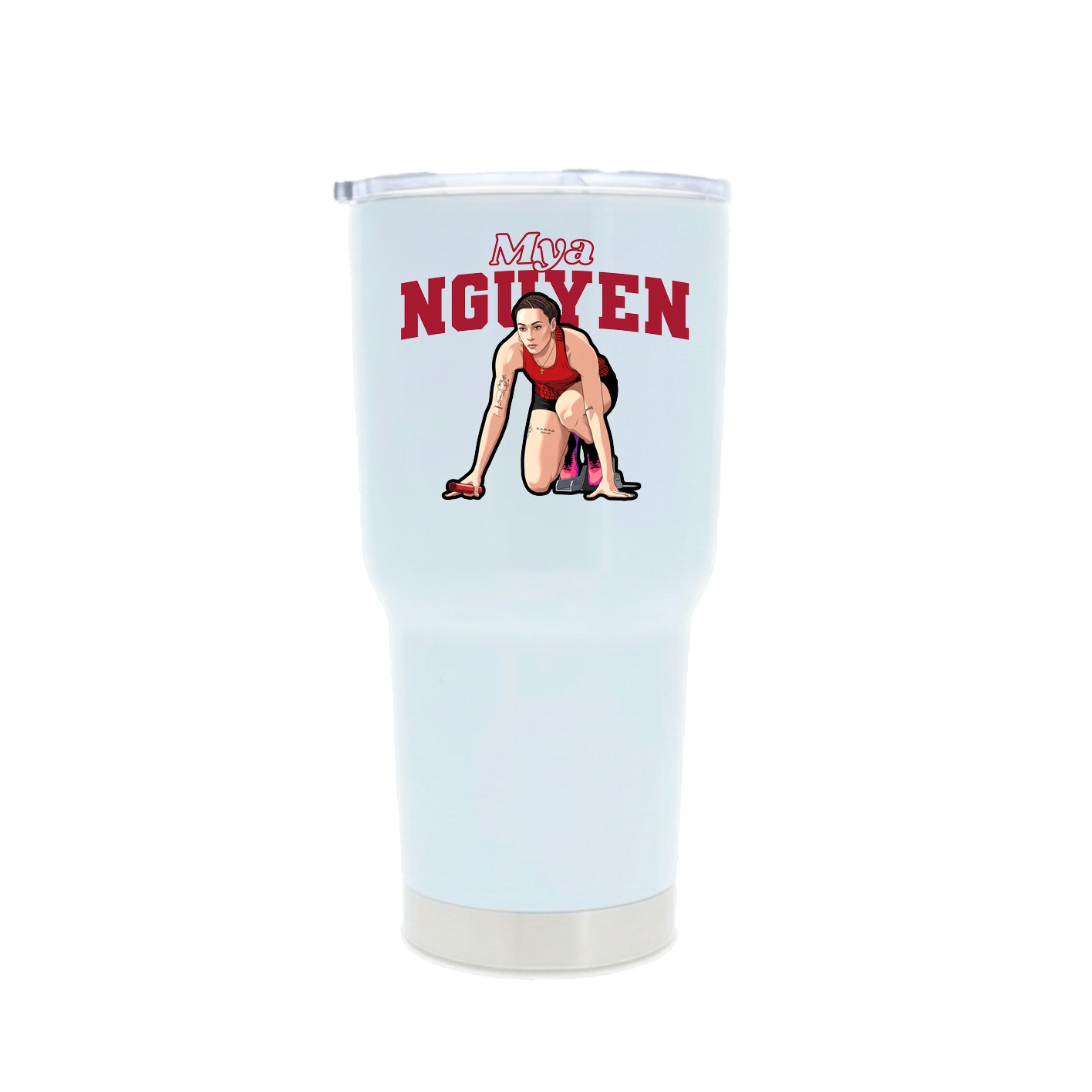 30oz Stainless Steel Tumbler — Name Arch in White