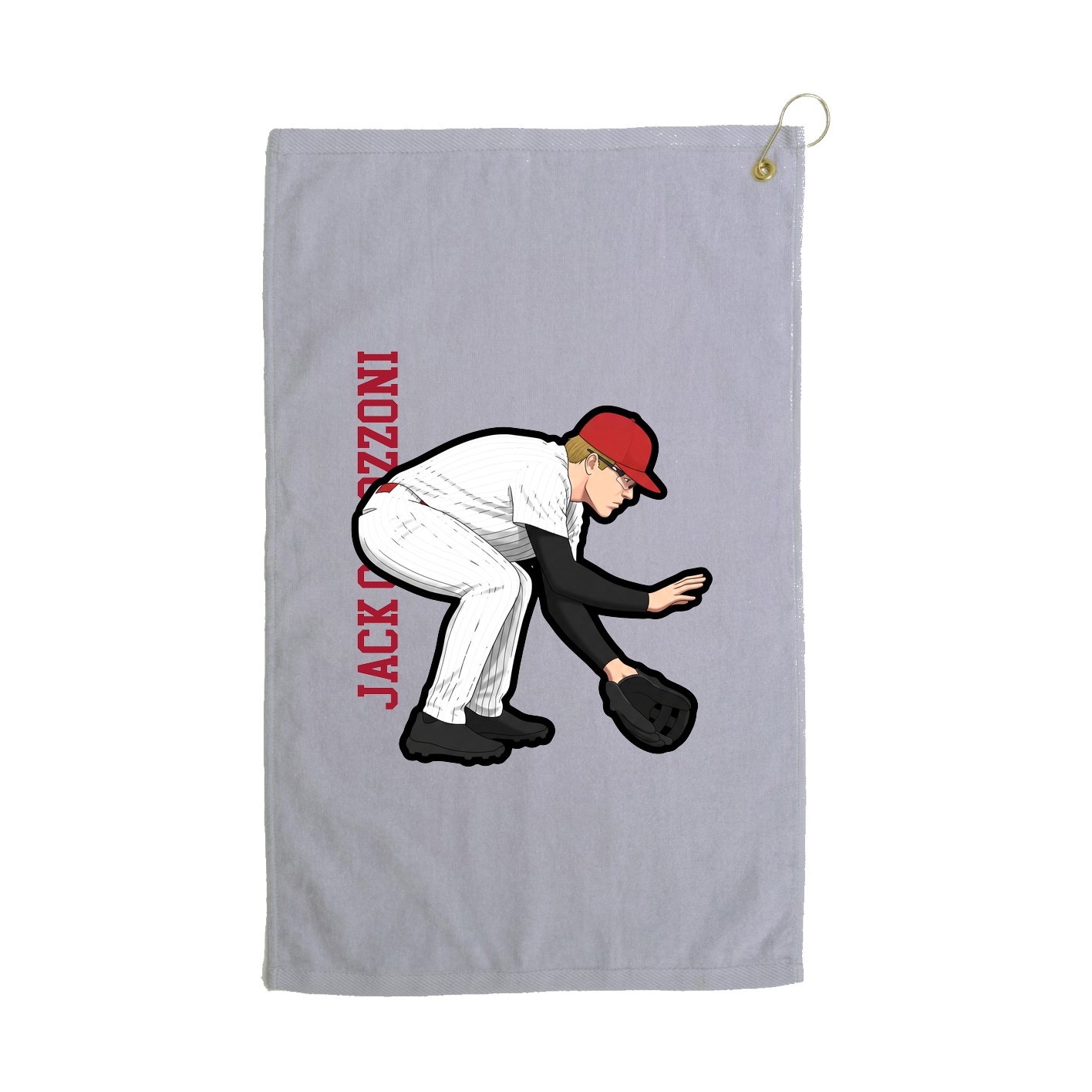 Golf Towel — Name Vertical in Grey