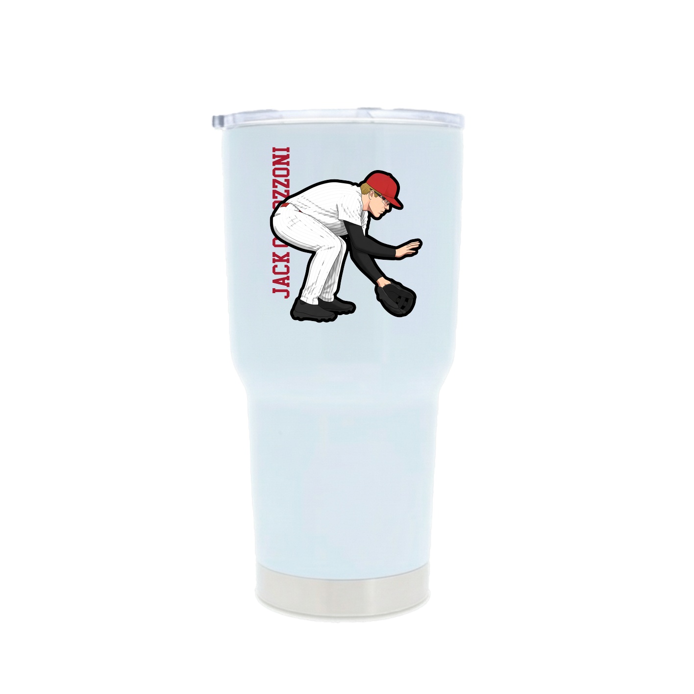 30oz Stainless Steel Tumbler — Name Vertical in White