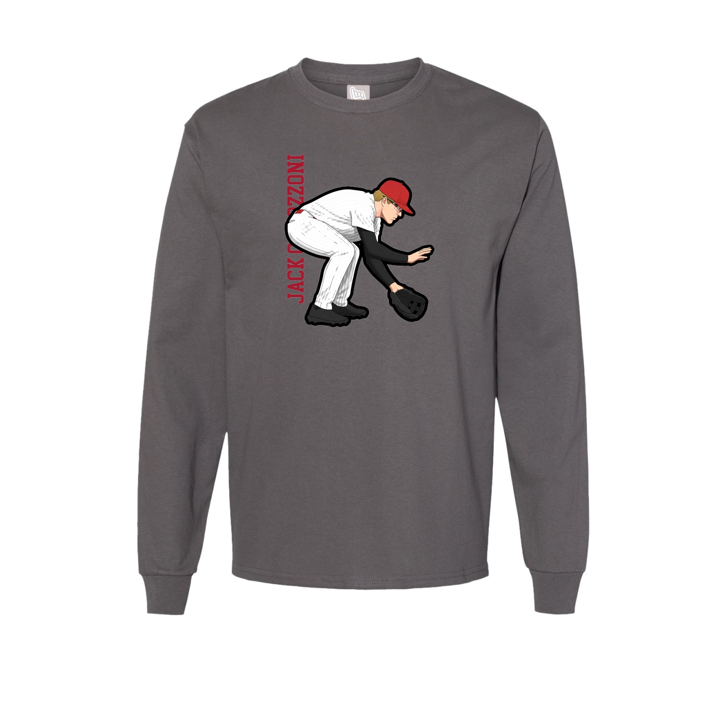 Long Sleeve Tee — Name Vertical in Grey