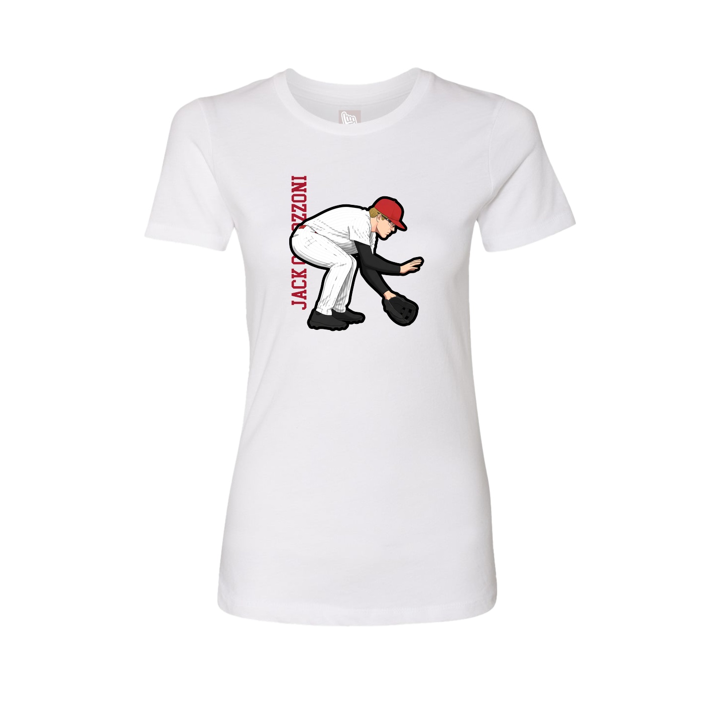 Fitted Women's Tee — Name Vertical in White