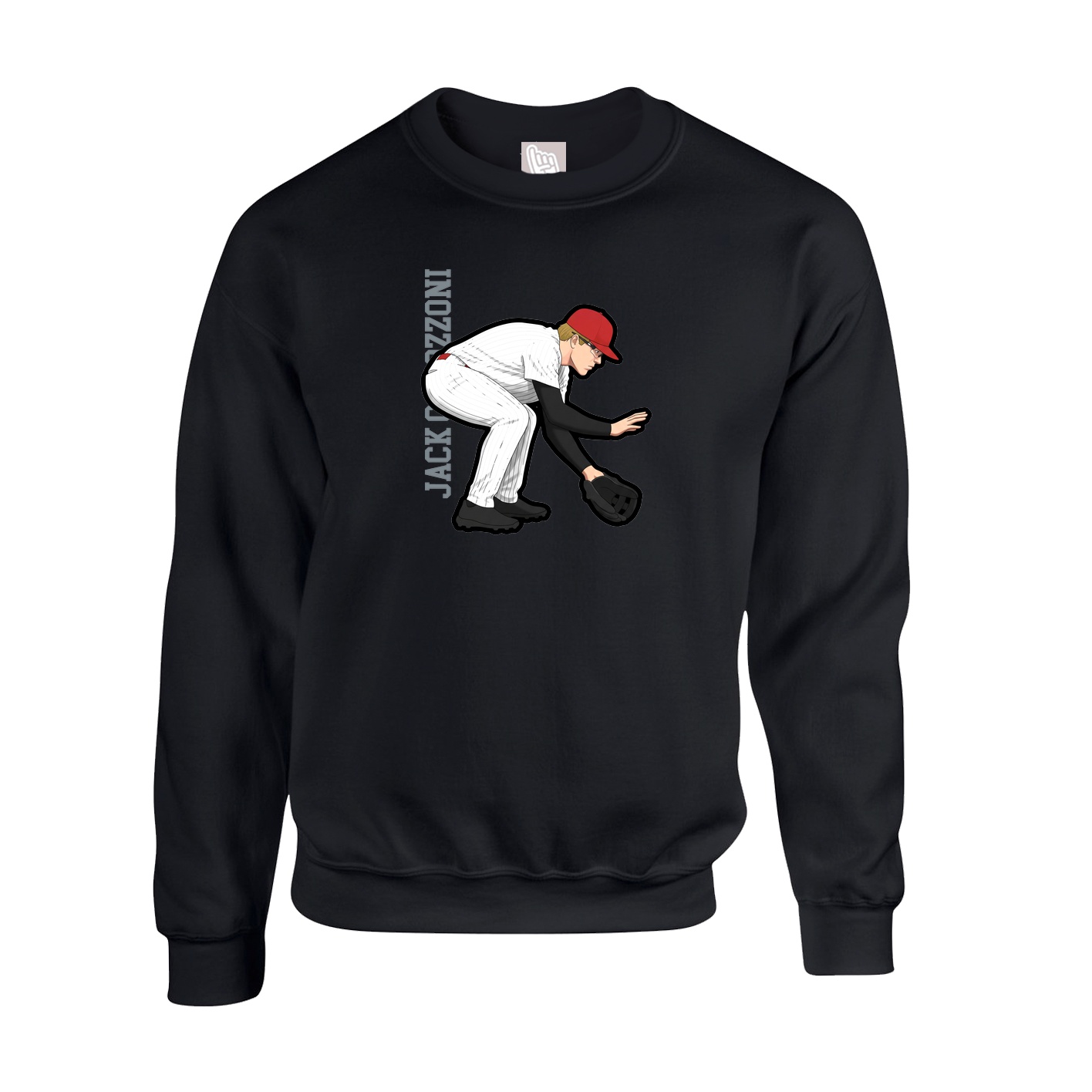 Fleece Crew — Name Vertical in Black