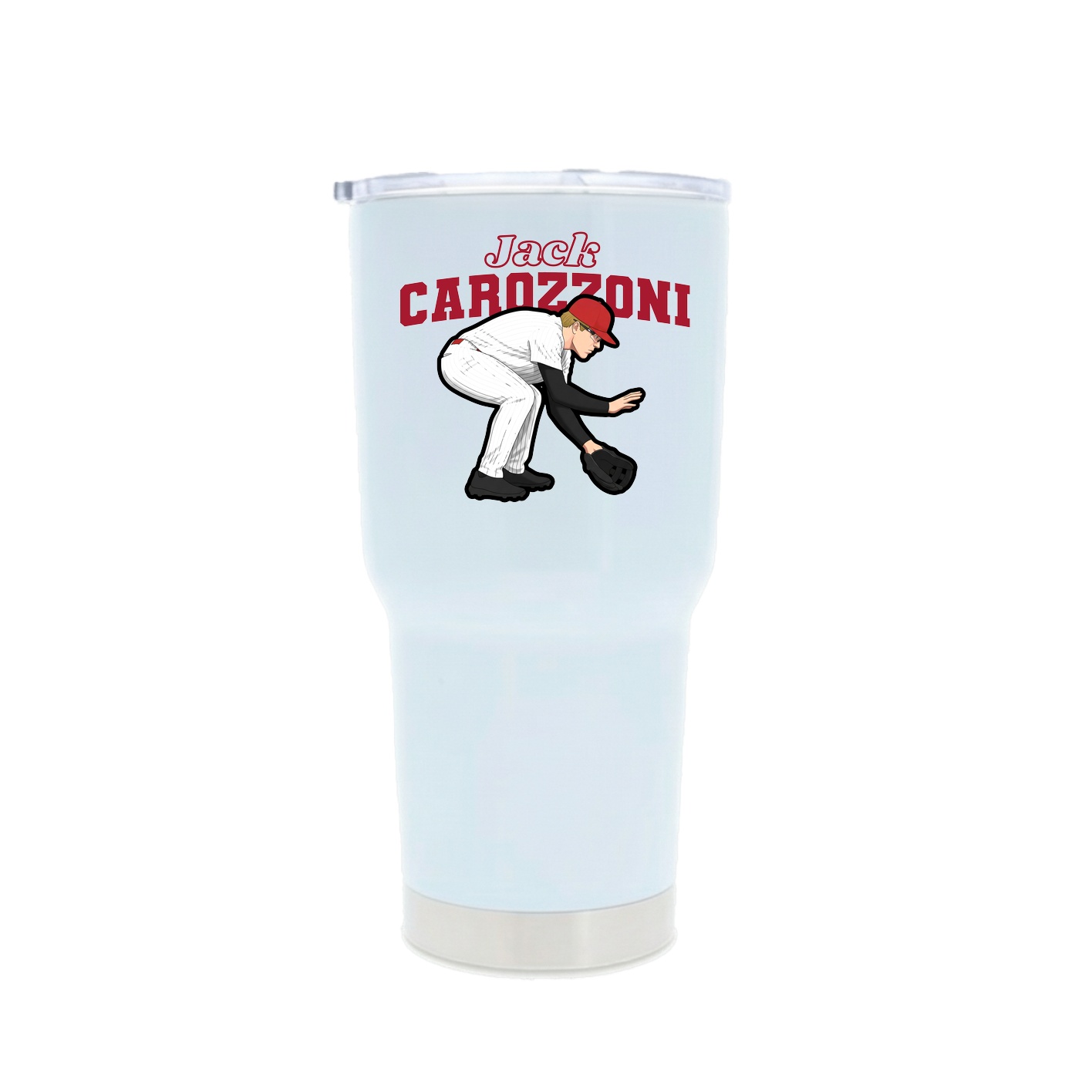 30oz Stainless Steel Tumbler — Name Arch in White