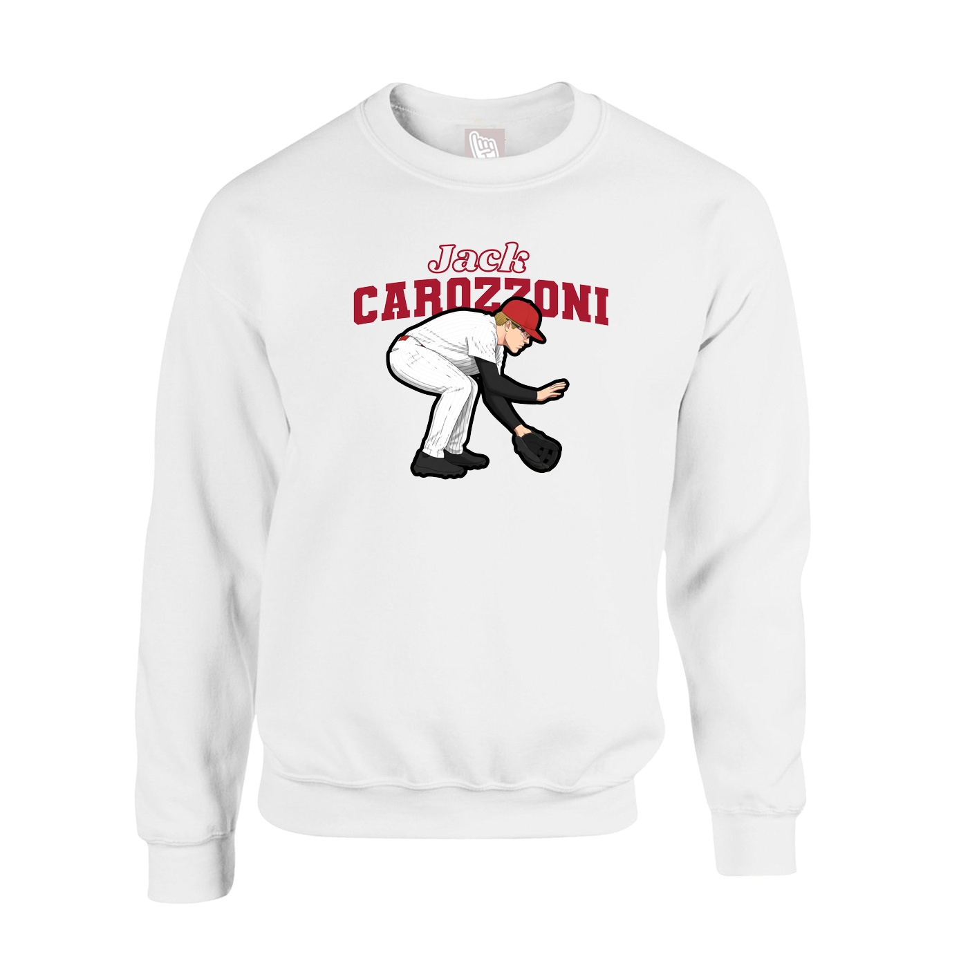 Fleece Crew — Name Arch in White