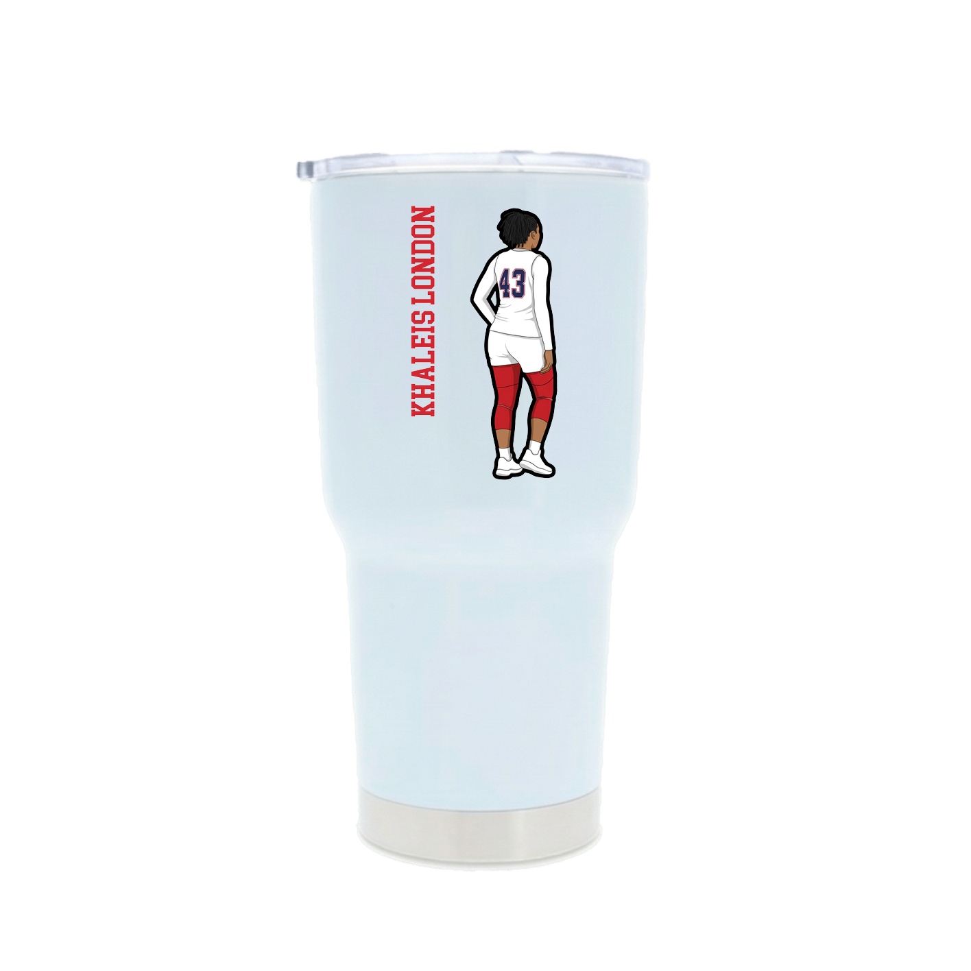 30oz Stainless Steel Tumbler — Name Vertical in White