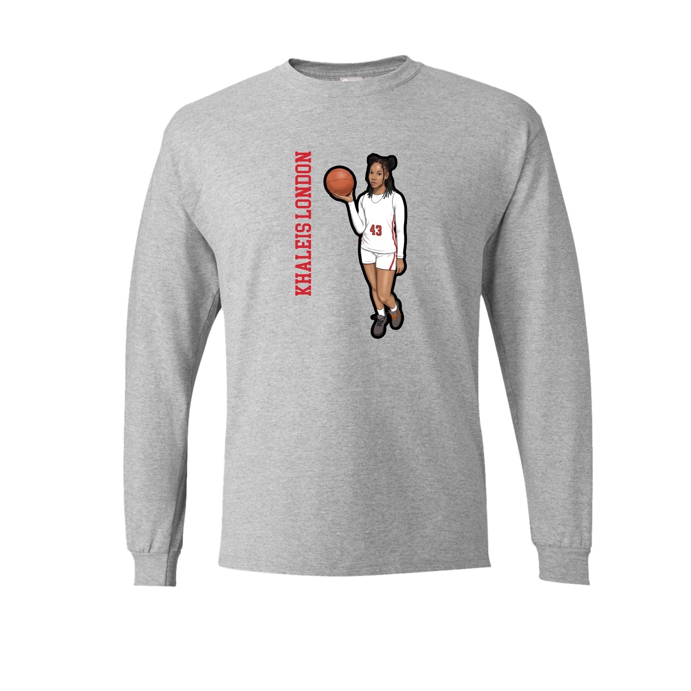 Long Sleeve Tee — Name Vertical in Grey