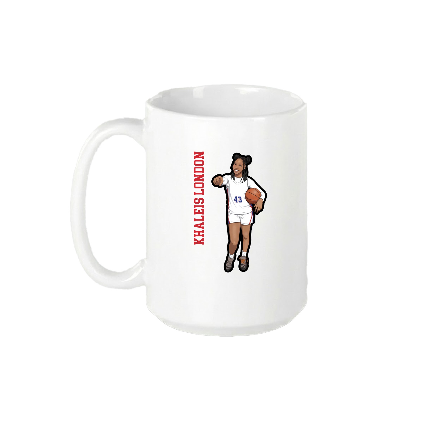 15oz Coffee Mug — Name Vertical in White
