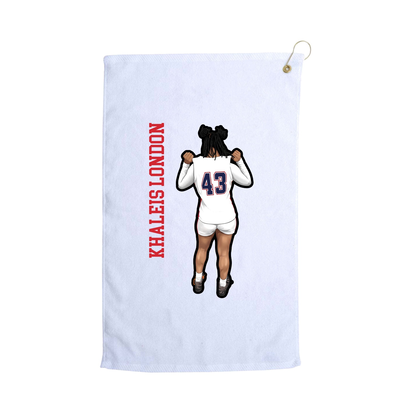 Golf Towel — Name Vertical in White