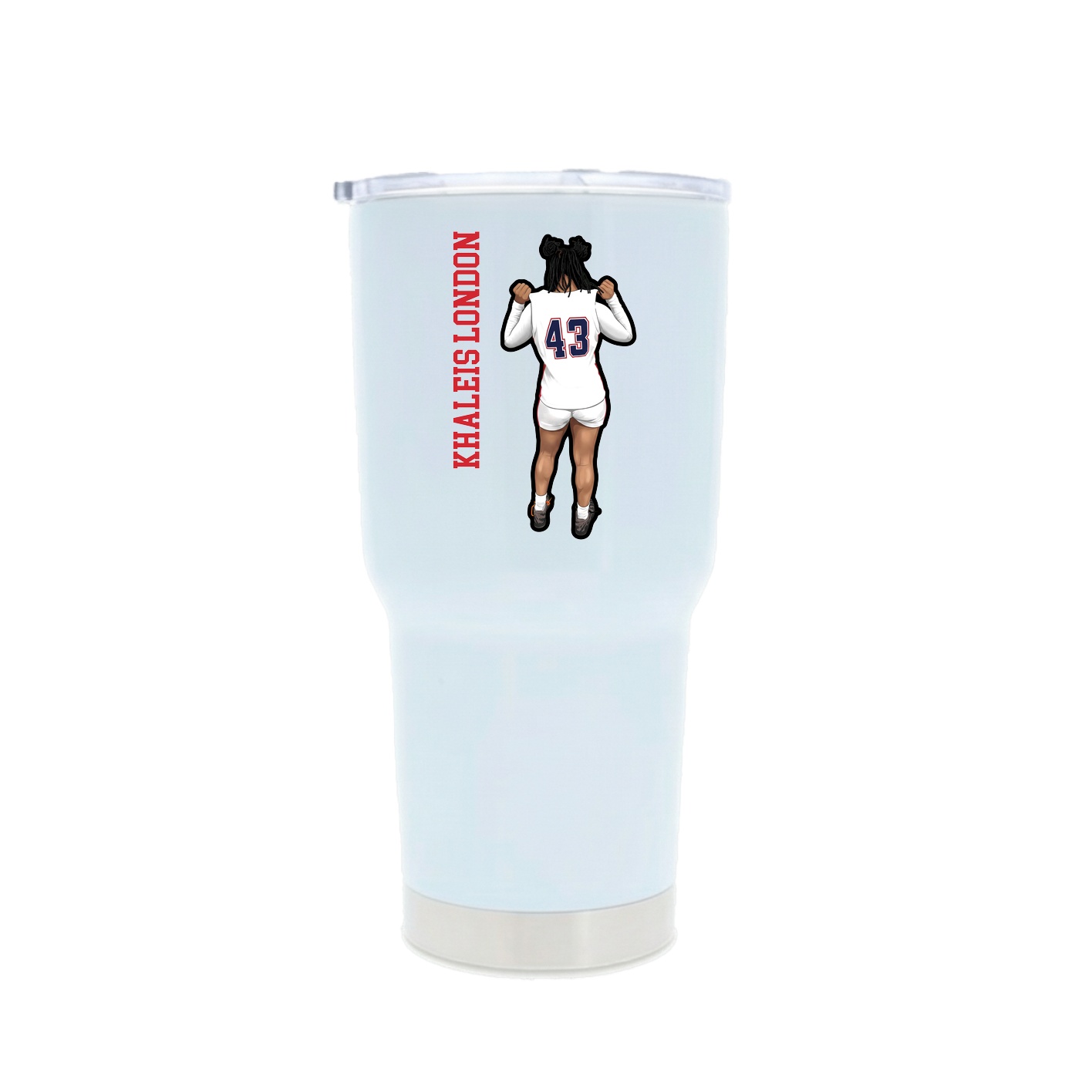 30oz Stainless Steel Tumbler — Name Vertical in White