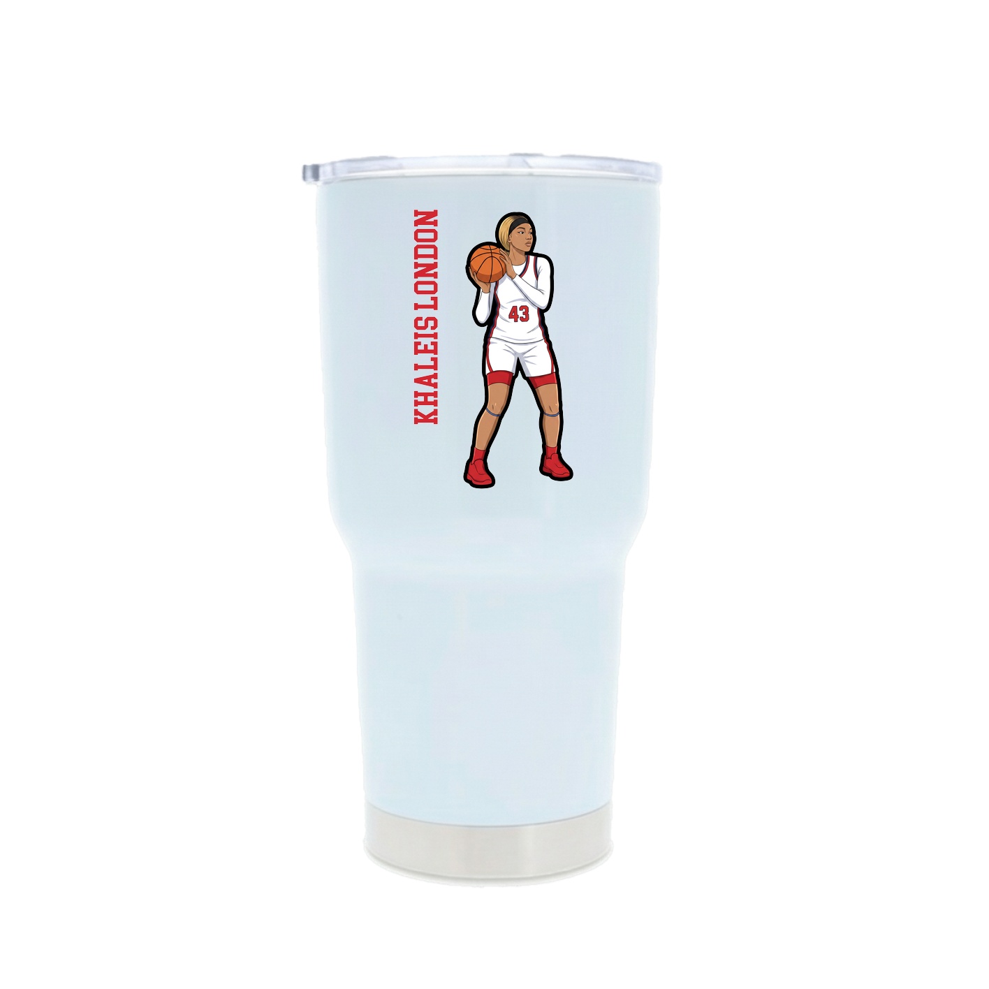 30oz Stainless Steel Tumbler — Name Vertical in White