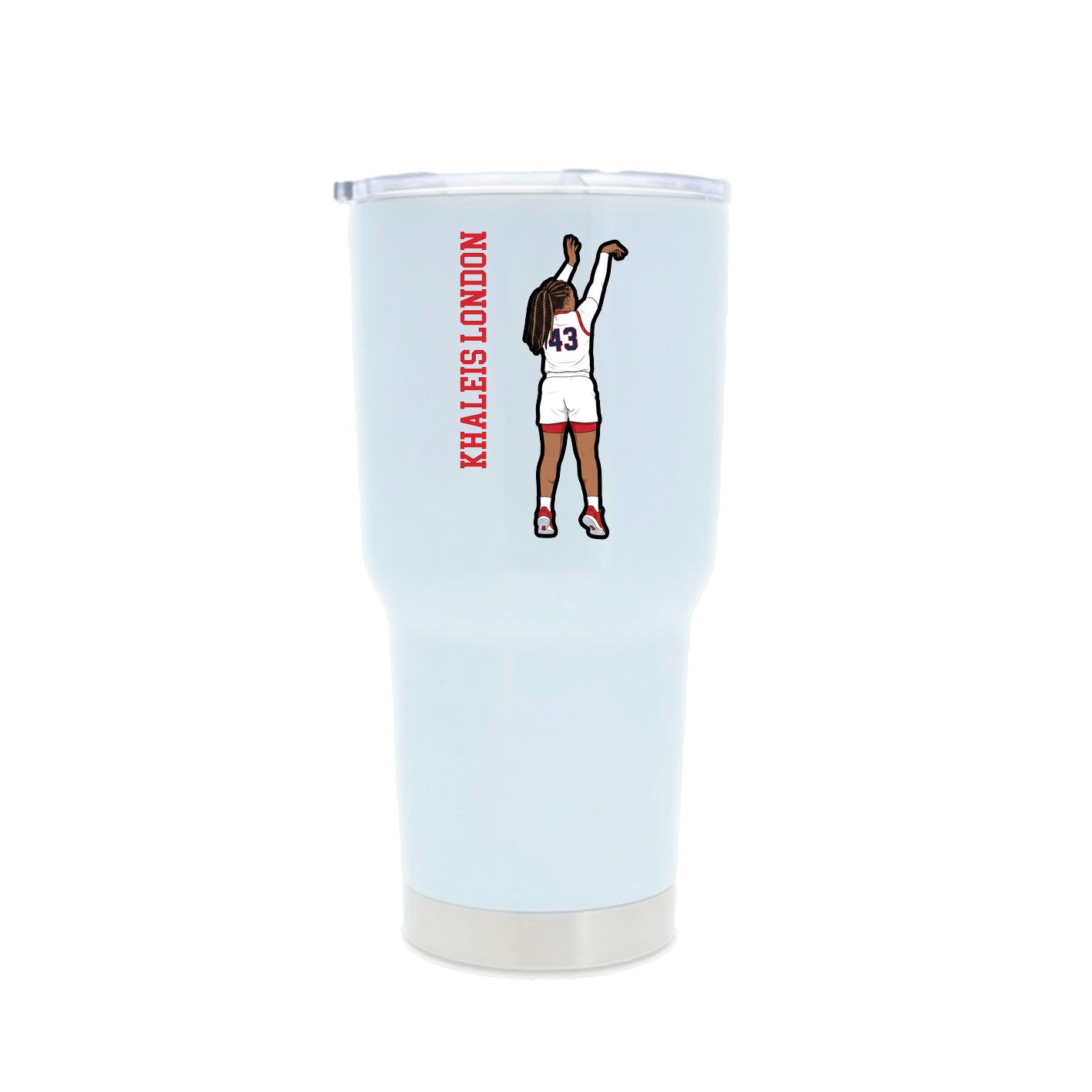 30oz Stainless Steel Tumbler — Name Vertical in White