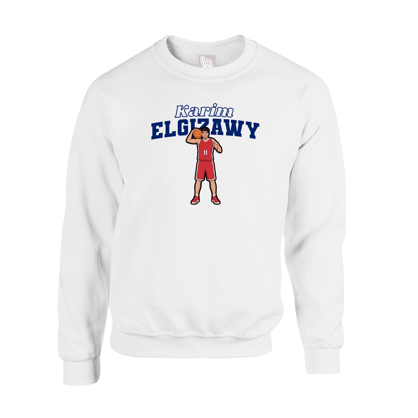 Fleece Crew — Name Arch in White