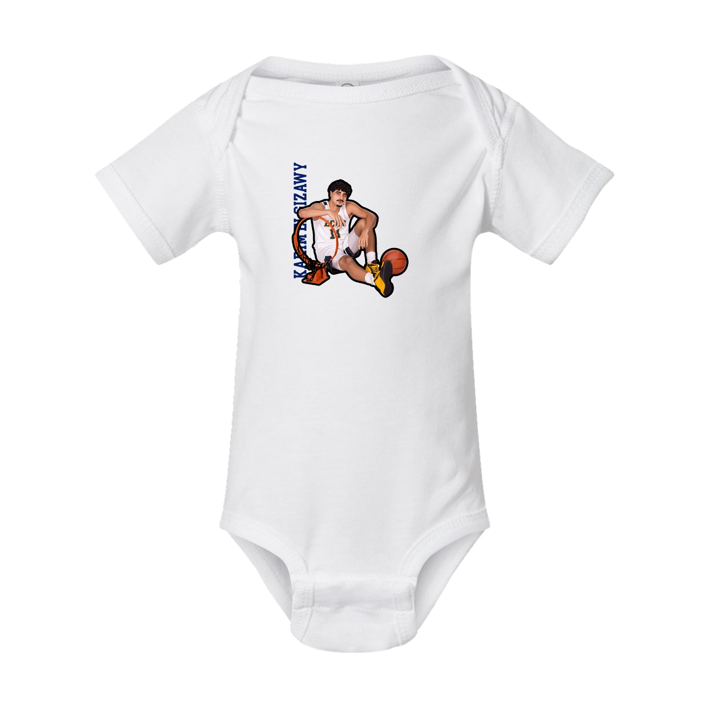 Baby Onesie — Name Vertical in White