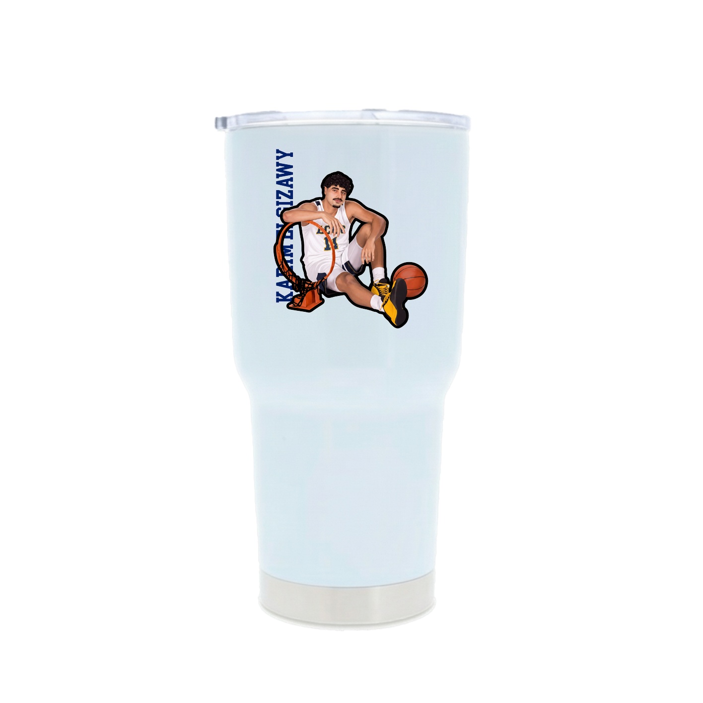 30oz Stainless Steel Tumbler — Name Vertical in White