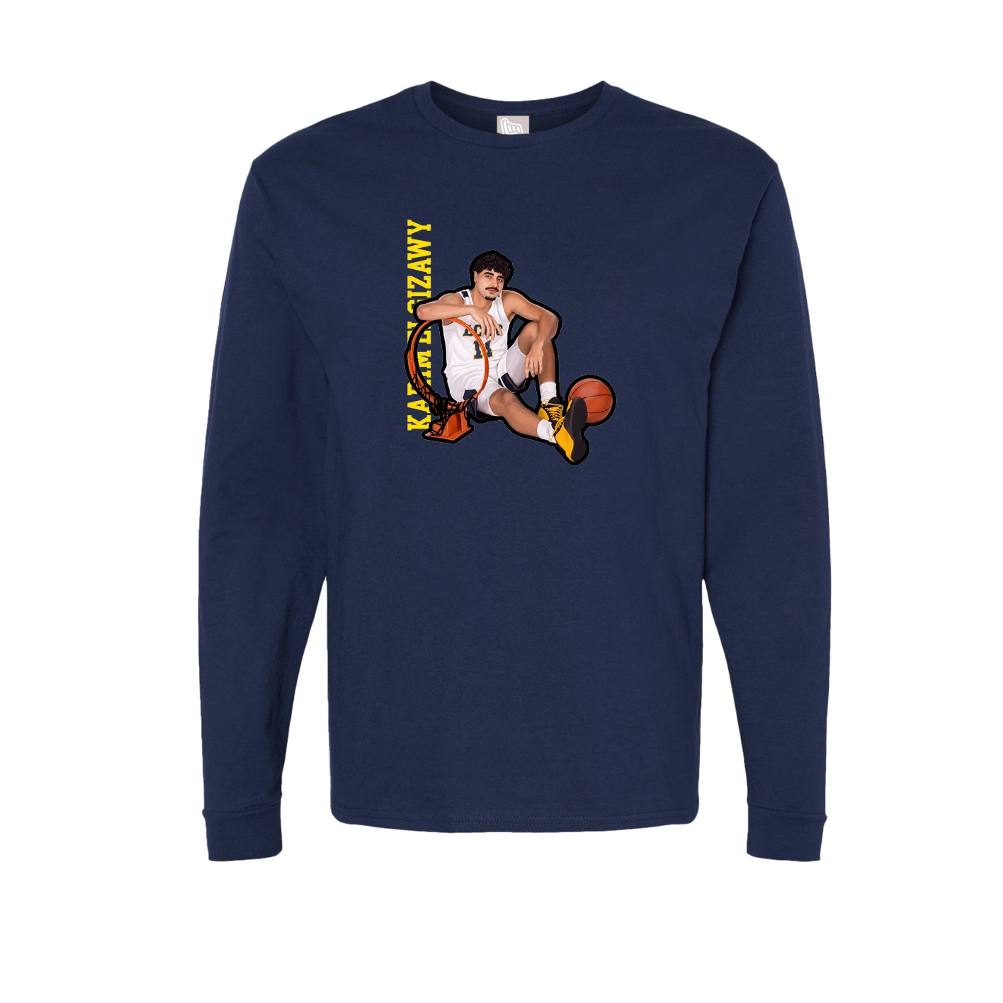 Long Sleeve Tee — Name Vertical in Navy