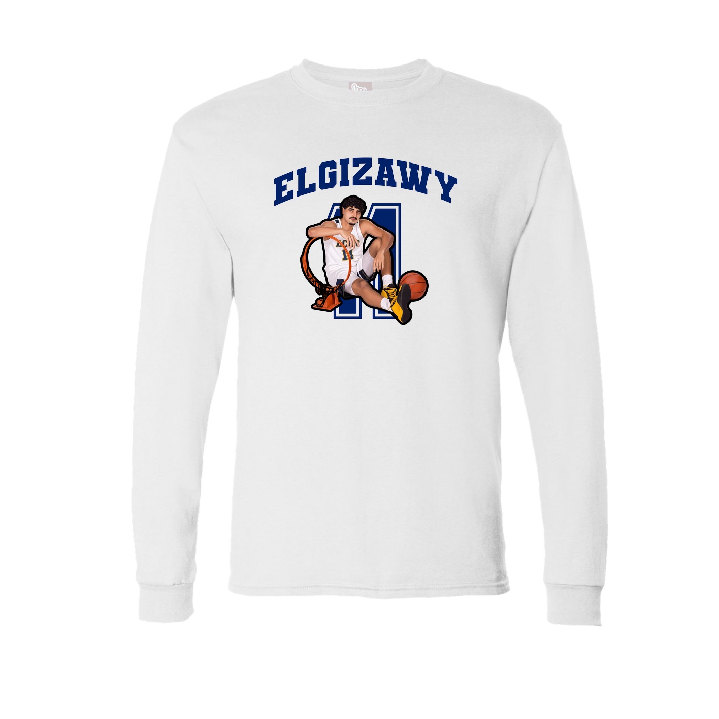 Long Sleeve Tee — Number in White
