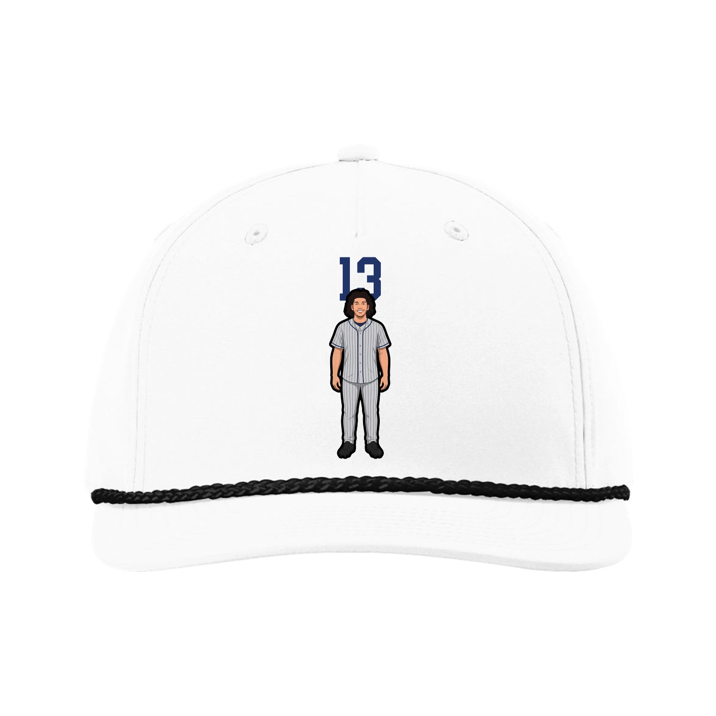 Five-Panel Classic Rope Cap — Number Top in White