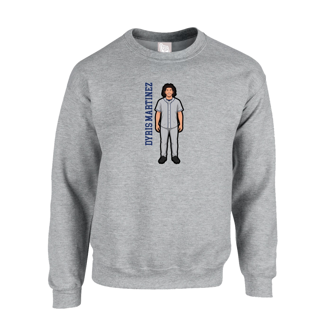 Fleece Crew — Name Vertical in Grey