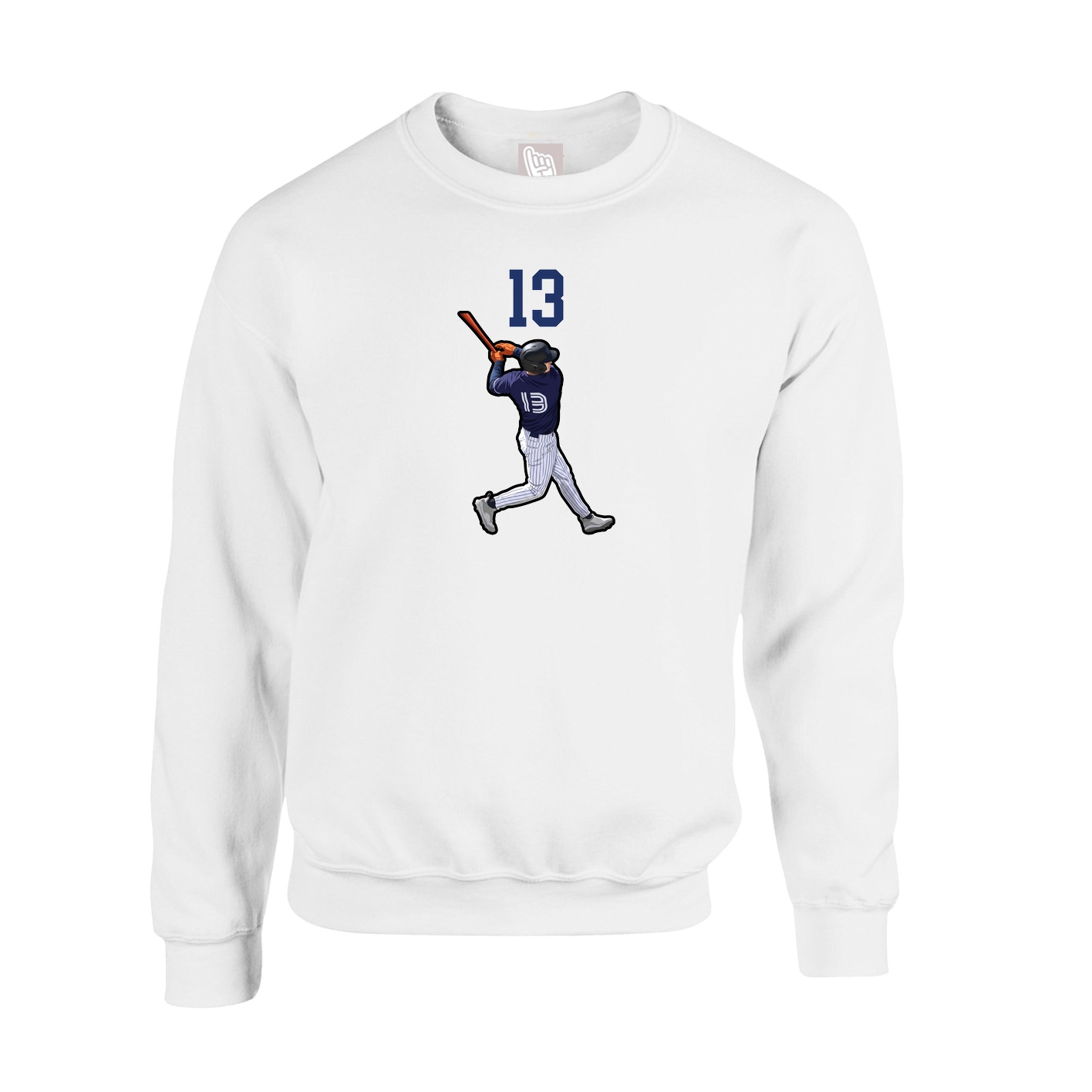 Fleece Crew — Number Top in White