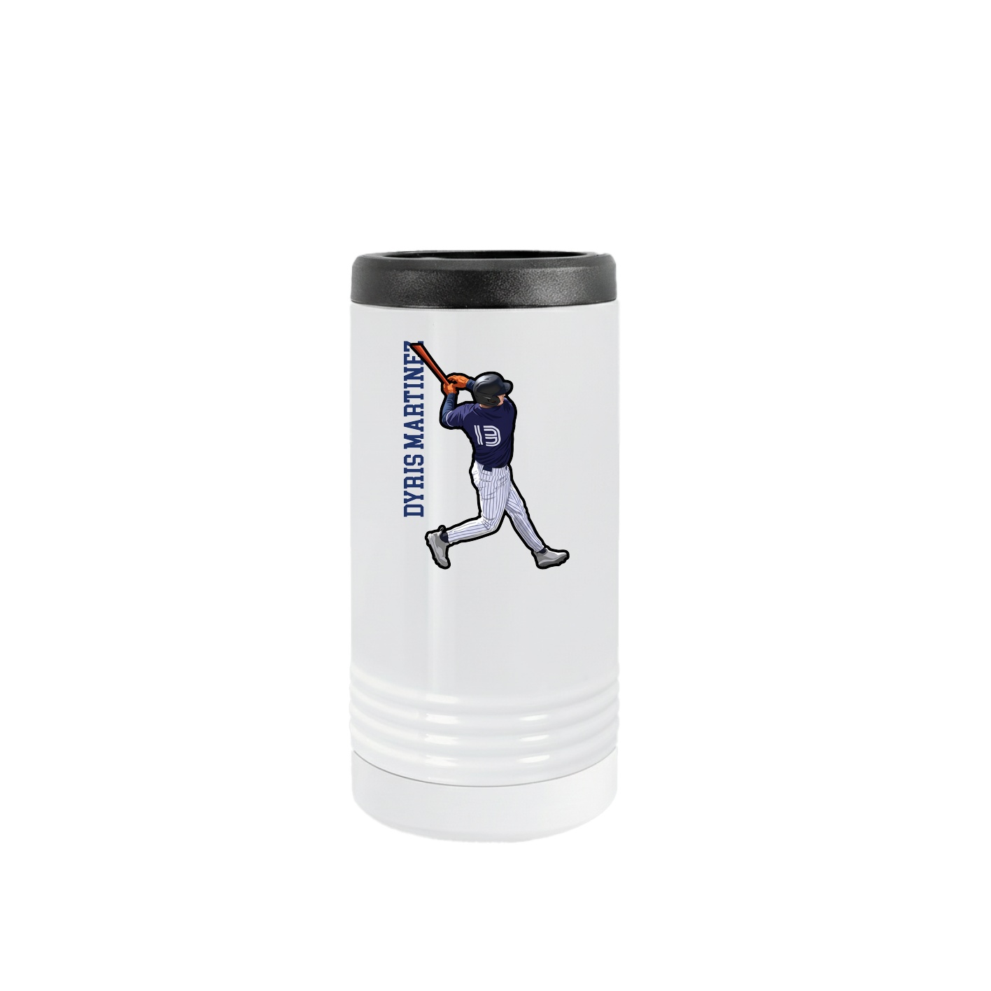 Slim Beverage Holder — Name Vertical in White