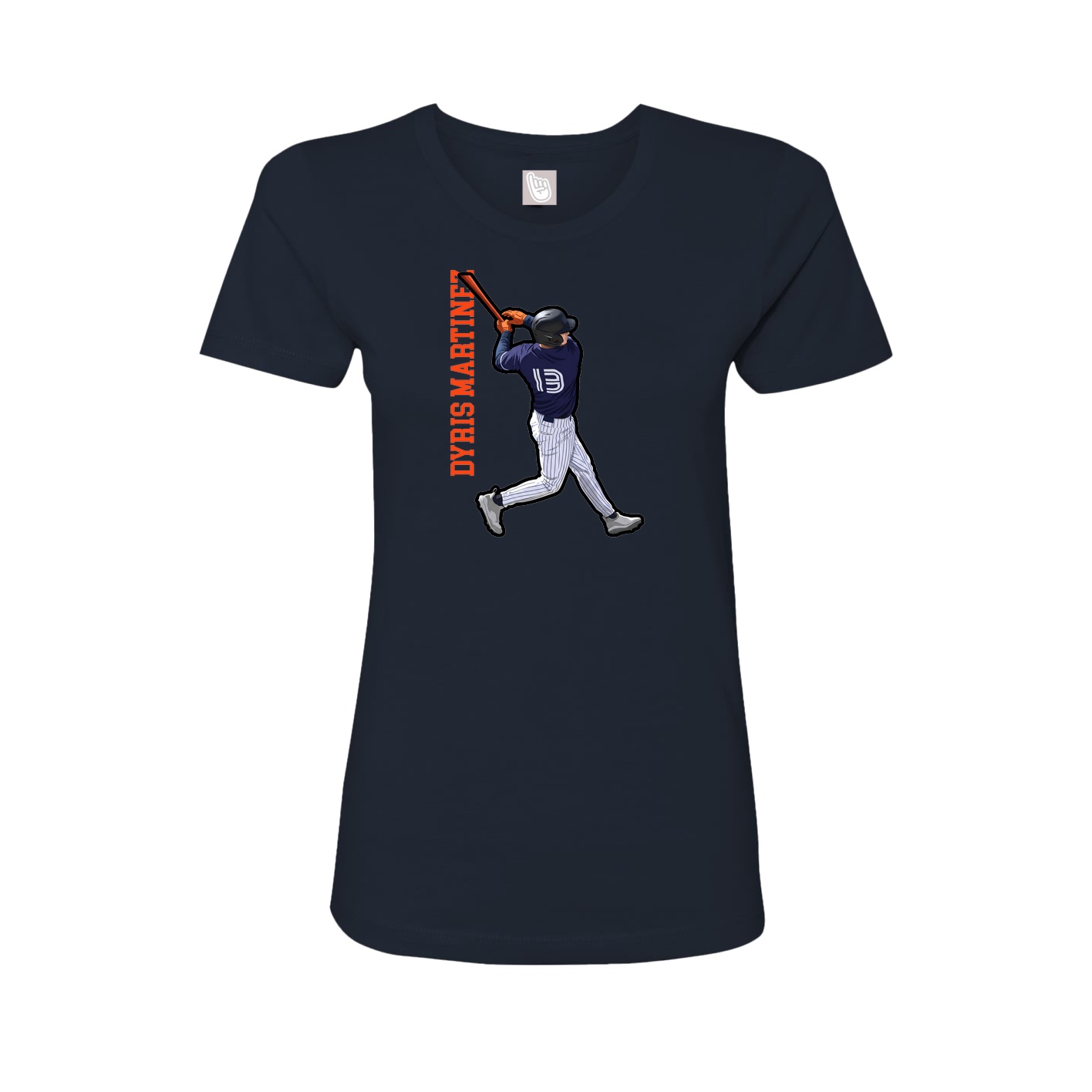 Fitted Women's Tee — Name Vertical in Navy