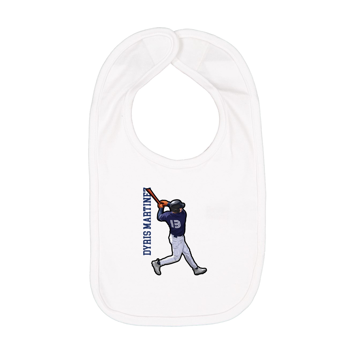 Infant Bib — Name Vertical in White