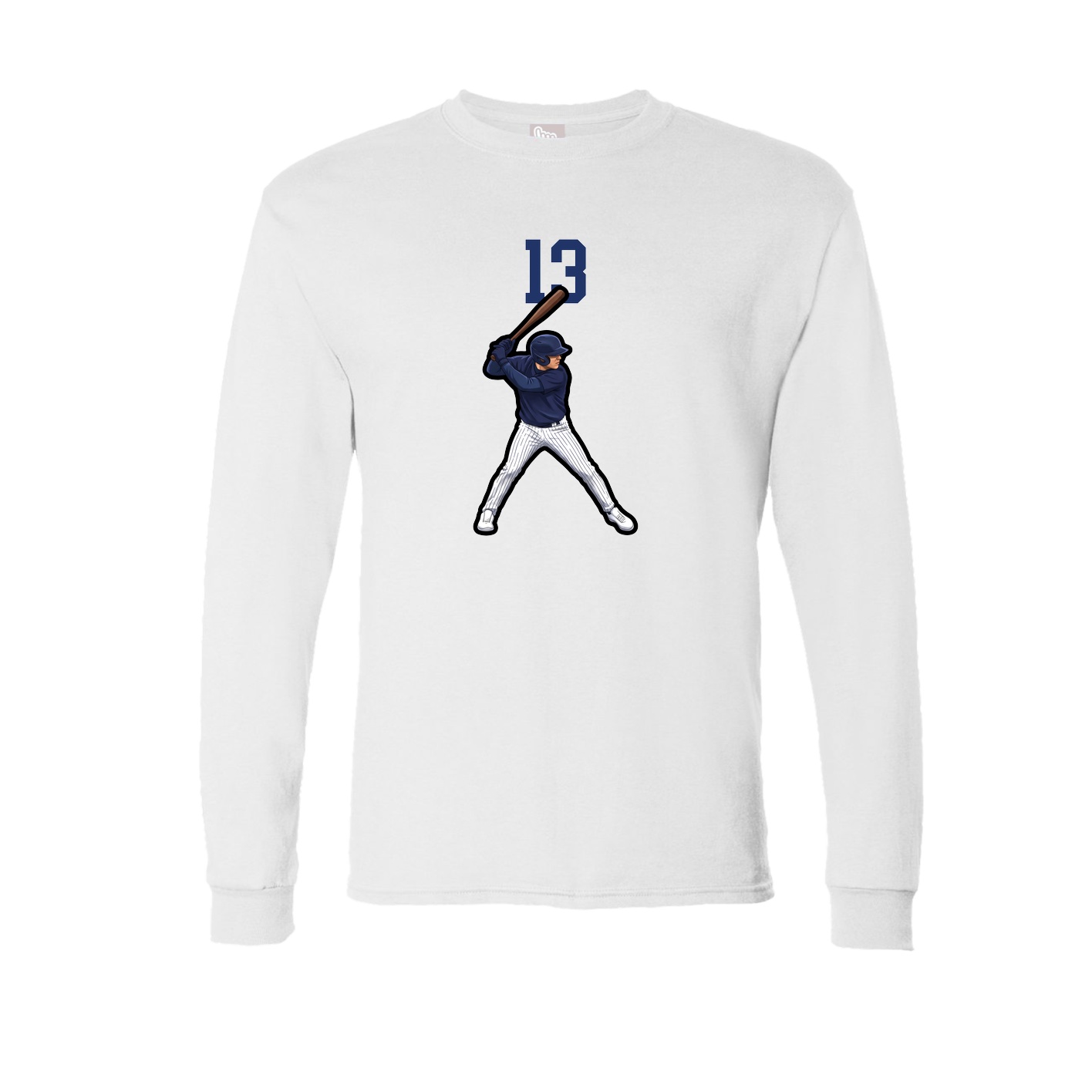 Long Sleeve Tee — Number Top in White