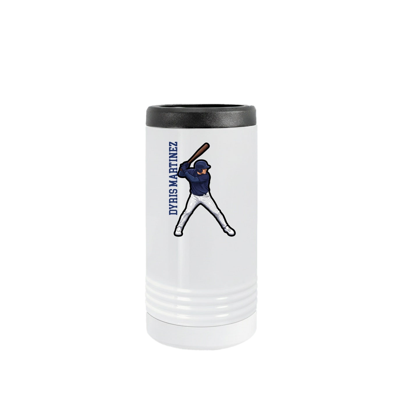 Slim Beverage Holder — Name Vertical in White