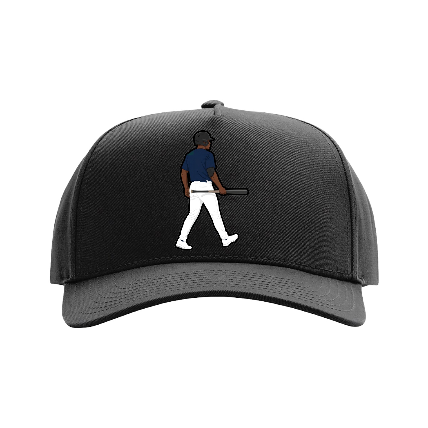 Full Fabric Five-Panel Champ Cap — Name Vertical in Black