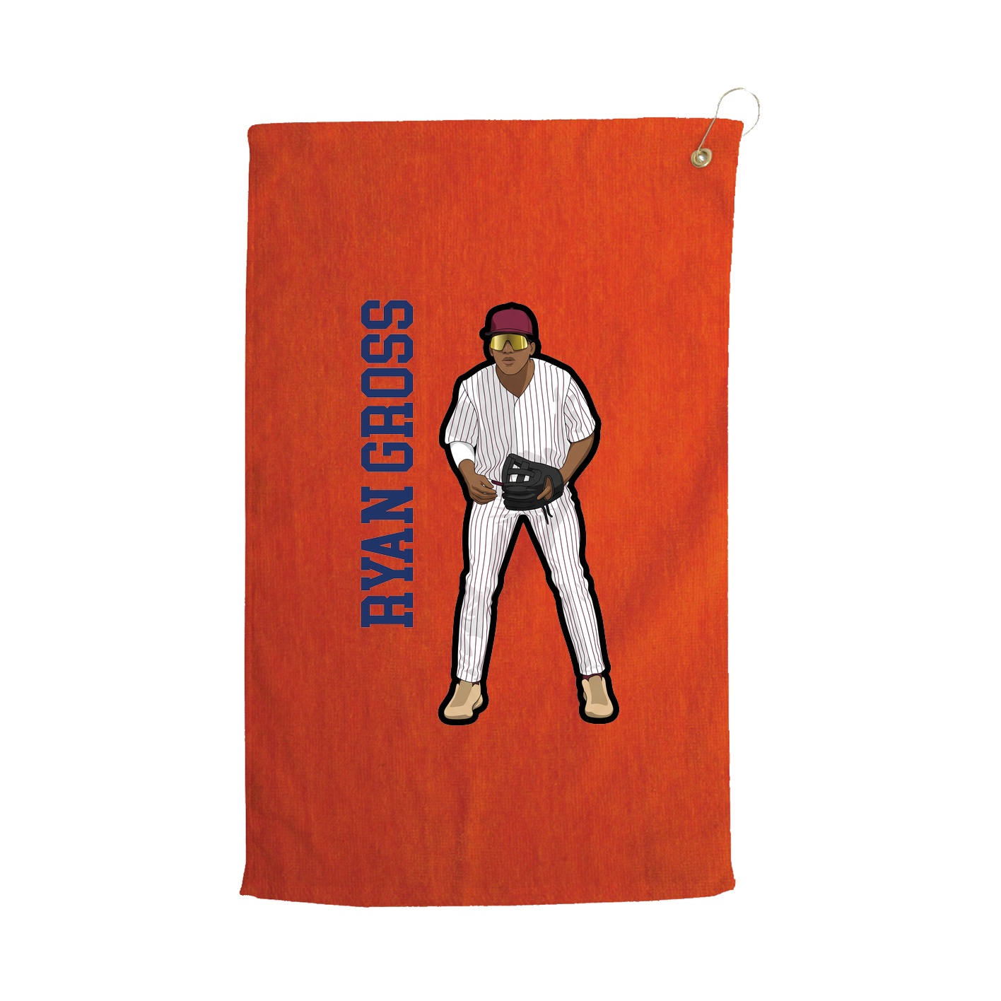 Golf Towel — Name Vertical in Orange