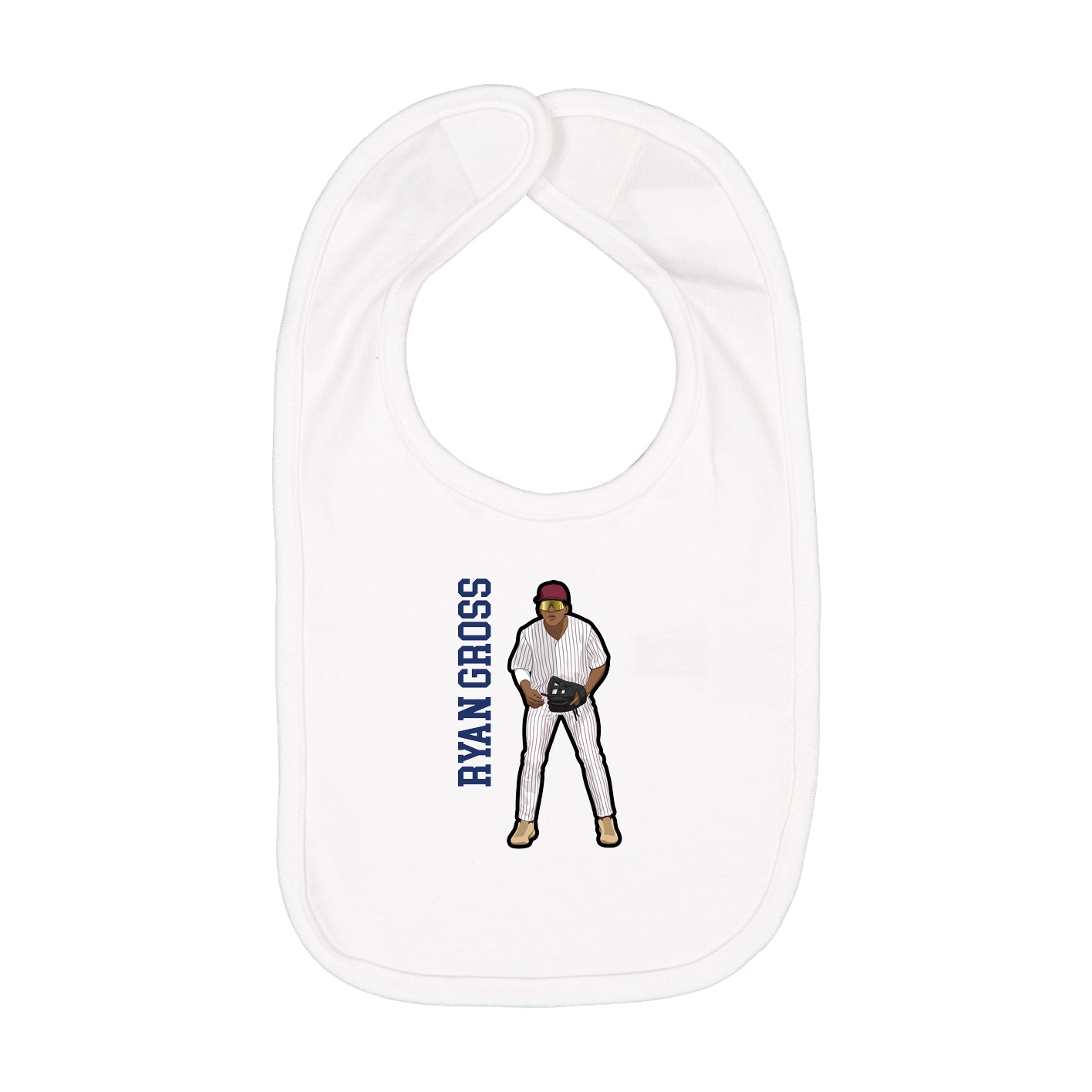 Infant Bib — Name Vertical in White