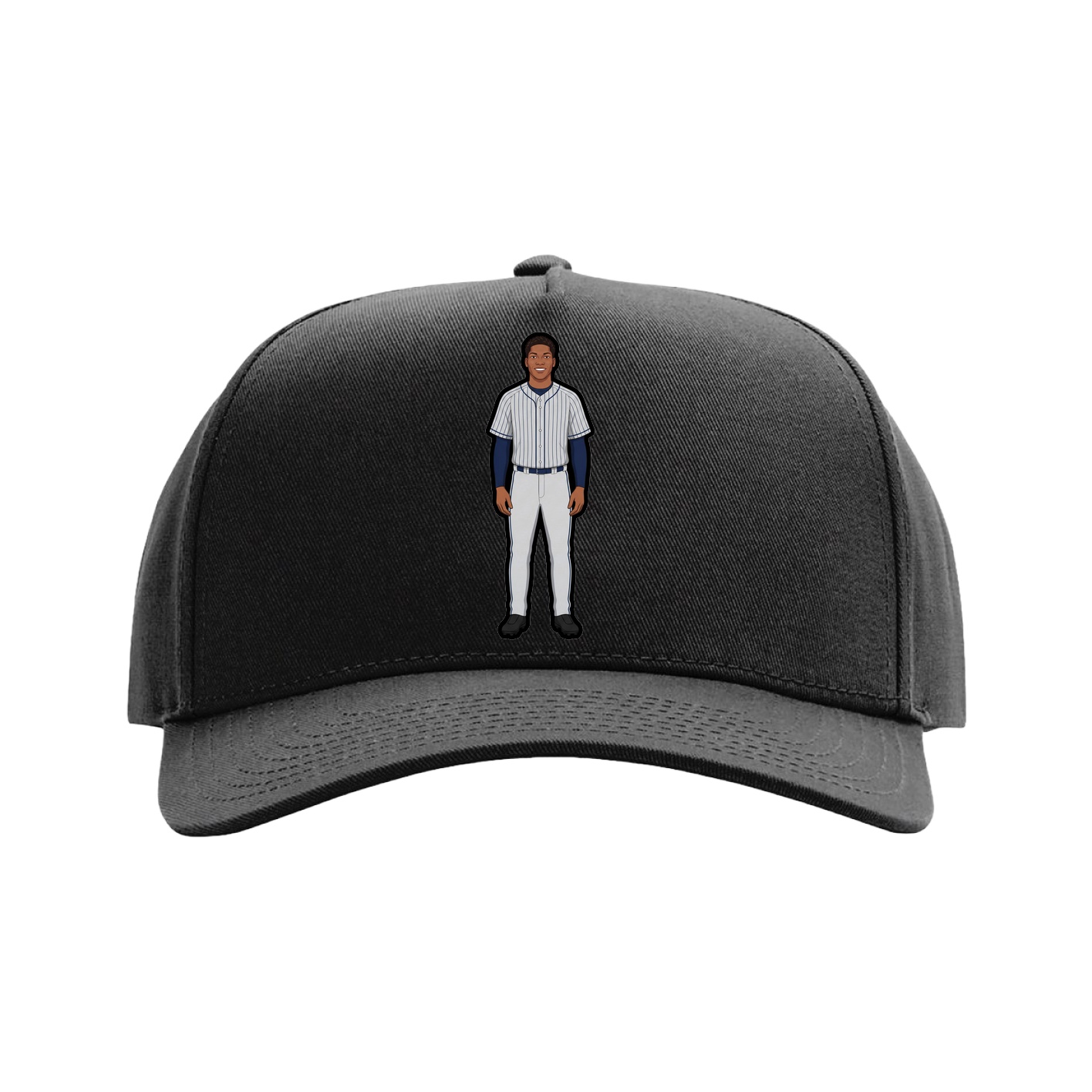 Full Fabric Five-Panel Champ Cap — Name Vertical in Black