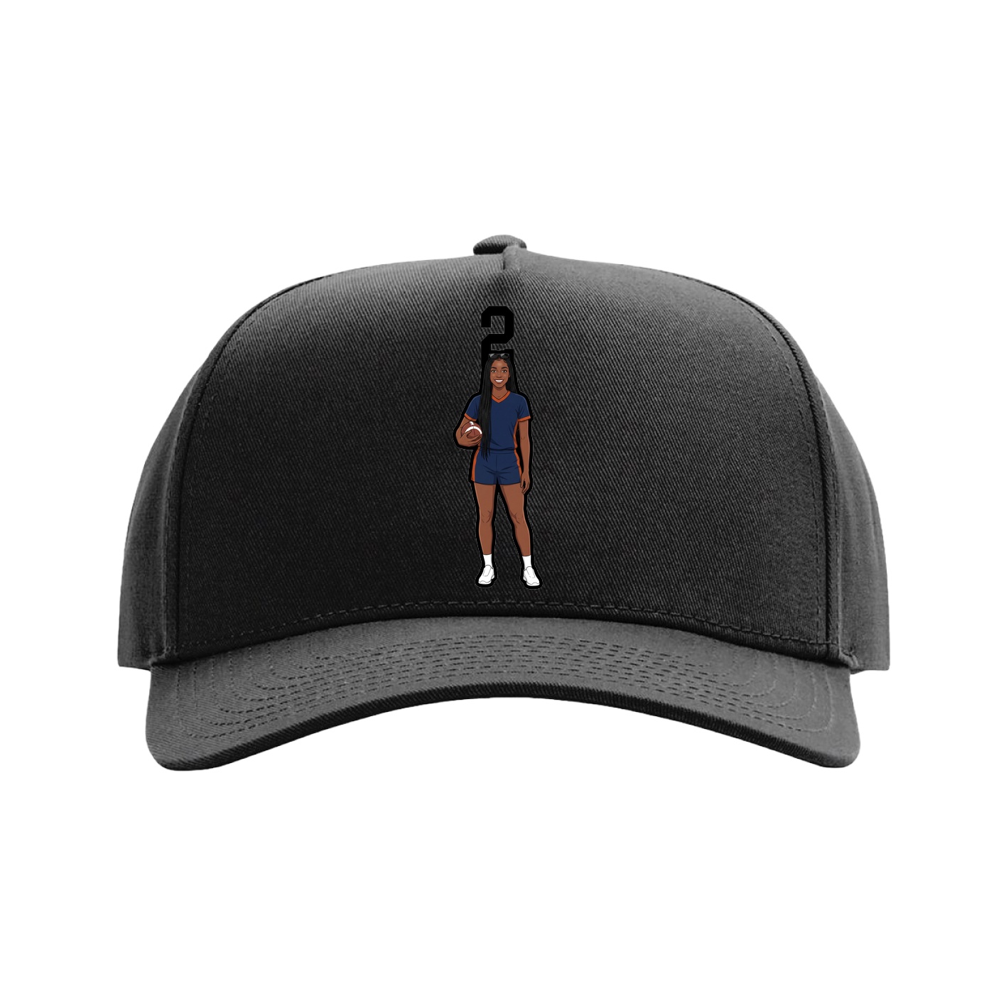 Full Fabric Five-Panel Champ Cap — Number Top in Black