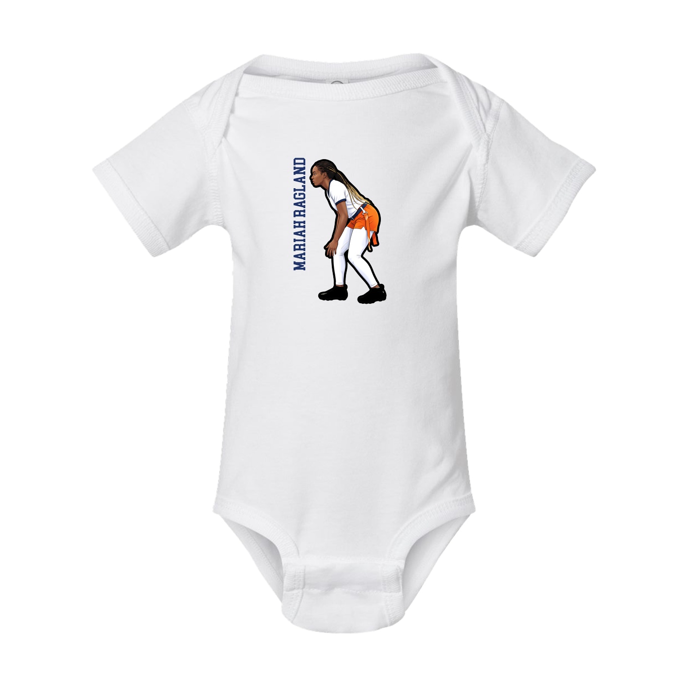Baby Onesie — Name Vertical in White
